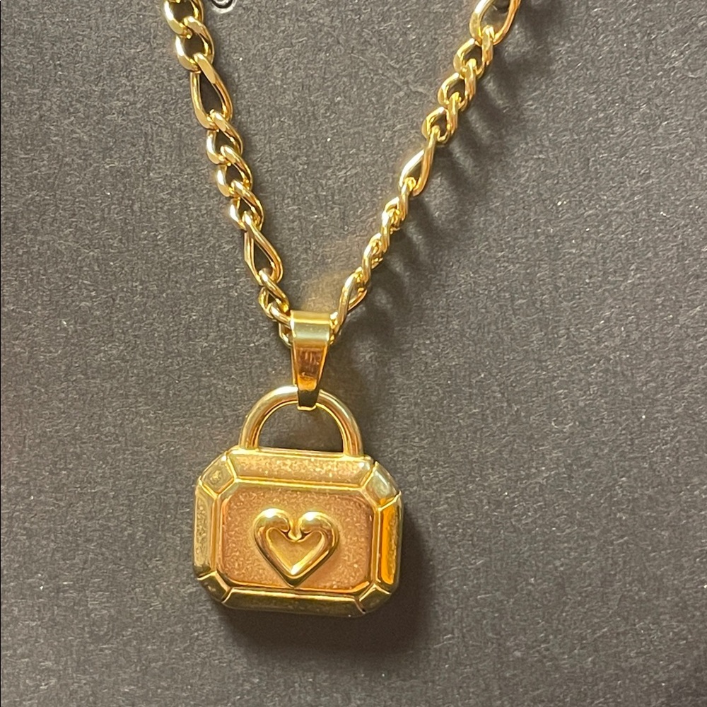 Gold Padlock Heart Necklace
